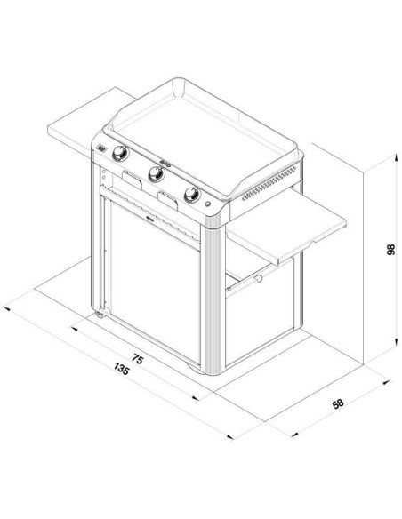 Combo Plancha gaz sur chariot- Fusion 75 - Gris cargo