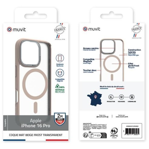 COQUE MAGSAFE 2M MAT FROST BEIGE IPHONE 16 PRO