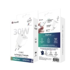 CHARGEUR SECTEUR UNIVERSEL - GAN 30W USB-C BIOSOURCE BLANC