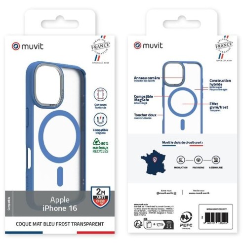 COQUE MAGSAFE 2M MAT FROST BLEU IPHONE 16