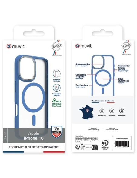 COQUE MAGSAFE 2M MAT FROST BLEU IPHONE 16