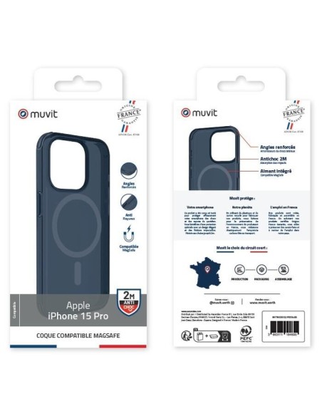 COQUE MAGSAFE 2M TRANSLUCIDE BLEU IPHONE 15 PRO