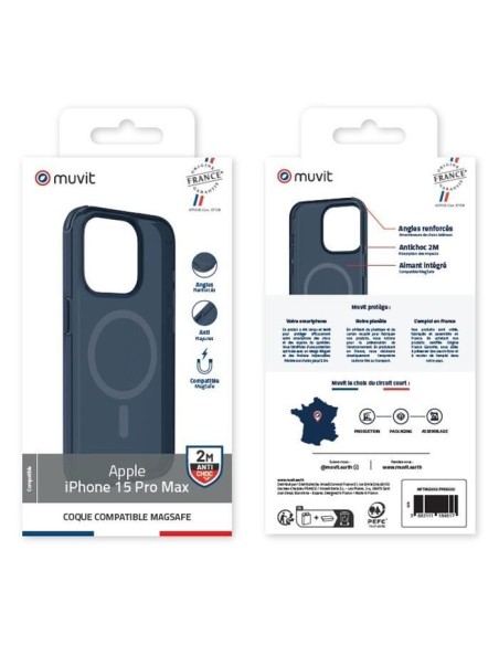 COQUE MAGSAFE 2M TRANSLUCIDE BLEU IPHONE 15 PRO MAX