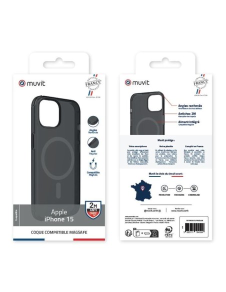 COQUE MAGSAFE 2M TRANSLUCIDE NOIR IPHONE 15