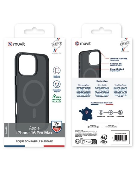 COQUE MAGSAFE 2M TRANSLUCIDE NOIR IPHONE 16 PRO MAX