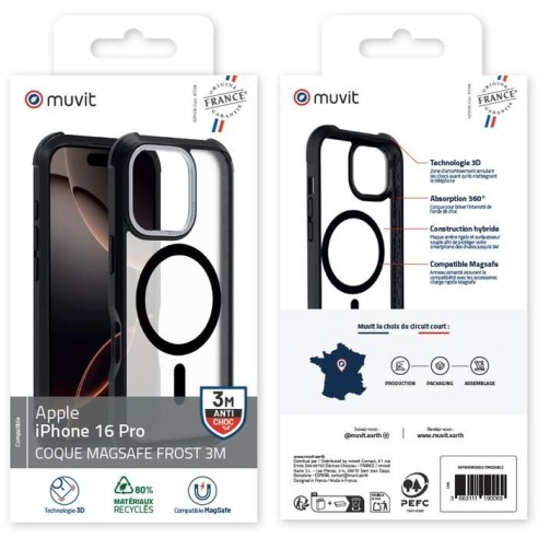 COQUE MAGSAFE 3M MAT FROST NOIR IPHONE 16 PRO
