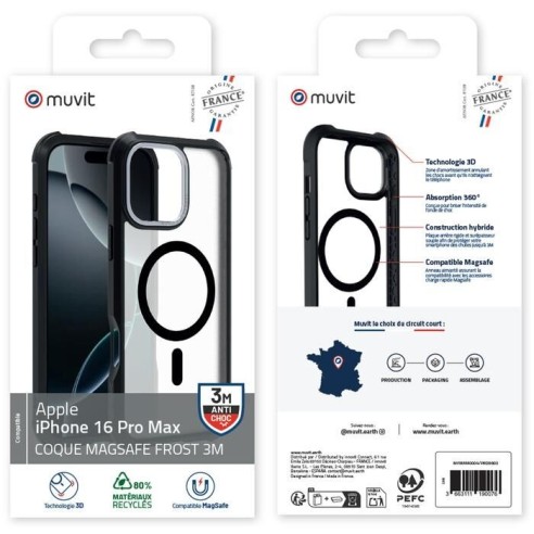 COQUE MAGSAFE 3M MAT FROST NOIR IPHONE 16 PRO MAX