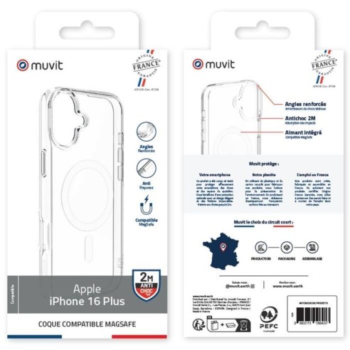 COQUE TRANSPARENTE MAGSAFE 2M IPHONE 16 PLUS