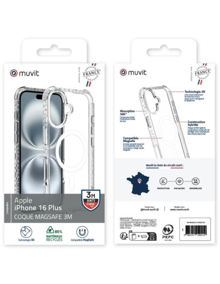 COQUE TRANSPARENTE MAGSAFE 3M IPHONE 16 PLUS