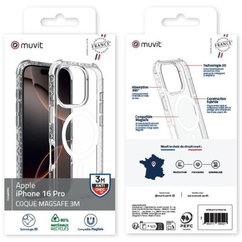 COQUE TRANSPARENTE MAGSAFE 3M IPHONE 16 PRO