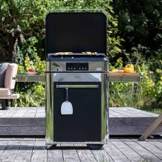 Combo Plancha gaz sur chariot - Enosign 65 - Noir et inox