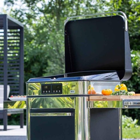 Combo Plancha gaz sur chariot - Enosign 65 - Noir et inox