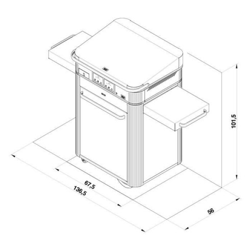 Combo Plancha gaz sur chariot - Enosign 65 - Noir et inox