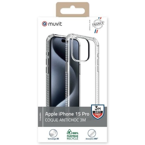 COQUE TRANSPARENTE RENFORCEE 3M IPHONE 15 PRO