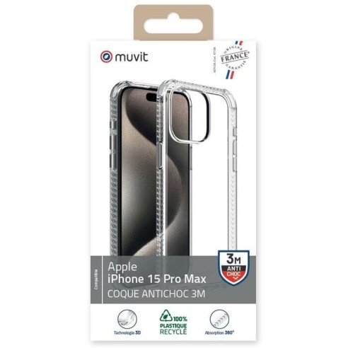 COQUE TRANSPARENTE RENFORCEE 3M IPHONE 15 PRO MAX
