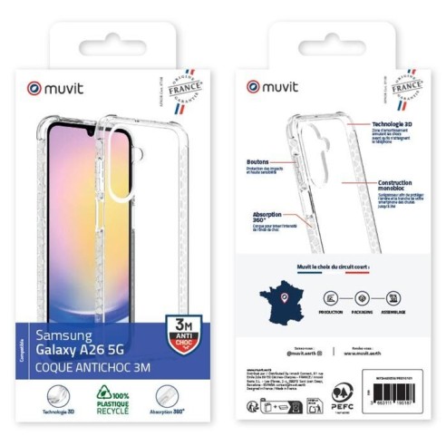 COQUE TRANSPARENTE RENFORCEE 3M SAMSUNG GALAXY A26 5G
