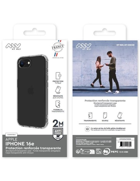 MYWAY FRANCE COQUE RENFORCEE 2M TRANSPARENTE IPHONE 13