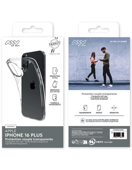MYWAY FRANCE COQUE SOUPLE TRANSPARENTE IPHONE 16 PLUS
