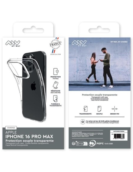 MYWAY FRANCE COQUE SOUPLE TRANSPARENTE IPHONE 16 PRO MAX