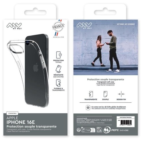 MYWAY FRANCE COQUE SOUPLE TRANSPARENTE IPHONE 16E