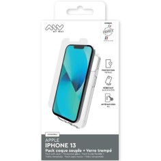 MYWAY FRANCE PACK COQUE SOUPLE + VERRE TREMPE IPHONE 13 2