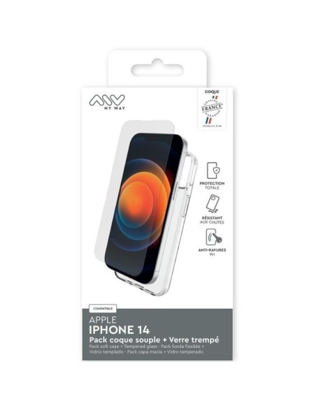 MYWAY FRANCE PACK COQUE SOUPLE + VERRE TREMPE IPHONE 14