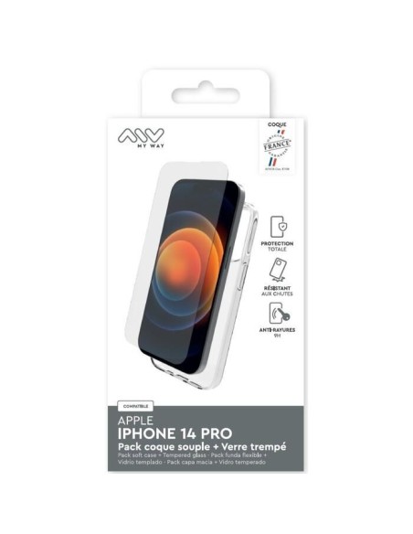 MYWAY FRANCE PACK COQUE SOUPLE + VERRE TREMPE IPHONE 14 PRO