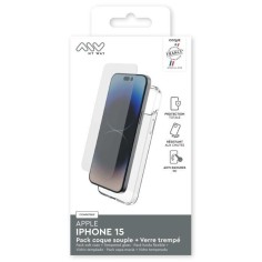 MYWAY FRANCE PACK COQUE SOUPLE + VERRE TREMPE IPHONE 15 2