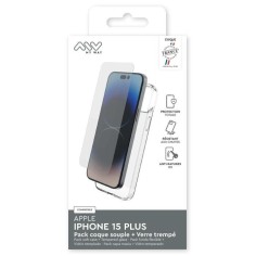 MYWAY FRANCE PACK COQUE SOUPLE + VERRE TREMPE IPHONE 15 PLUS 2