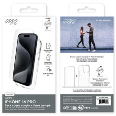 MYWAY FRANCE PACK COQUE SOUPLE + VERRE TREMPE IPHONE 16 PRO 2