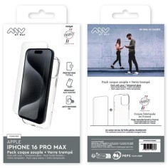 MYWAY FRANCE PACK COQUE SOUPLE + VERRE TREMPE IPHONE 16 PRO MAX 2