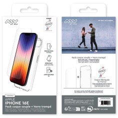 MYWAY FRANCE PACK COQUE SOUPLE + VERRE TREMPE IPHONE 16E 2