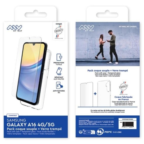 MYWAY FRANCE PACK COQUE SOUPLE + VERRE TREMPE SAMSUNG GALAXY A16 4G/5G