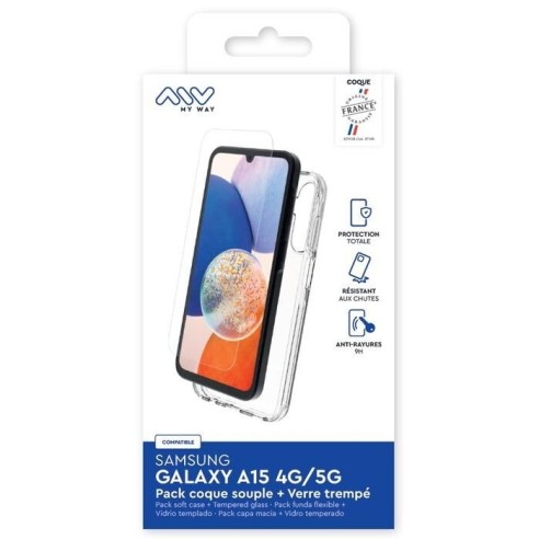 MYWAY FRANCE PACK COQUE SOUPLE + VERRE TREMPE SAMSUNG GALAXY A15 4G/5G