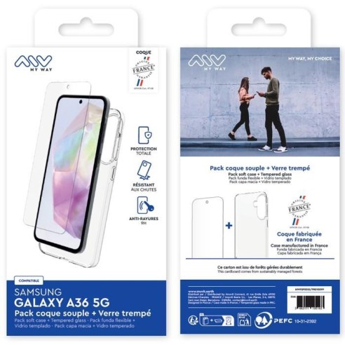MYWAY FRANCE PACK COQUE SOUPLE + VERRE TREMPE SAMSUNG GALAXY A36 5G