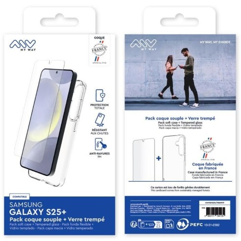 MYWAY FRANCE PACK COQUE SOUPLE + VERRE TREMPE SAMSUNG GALAXY S25+