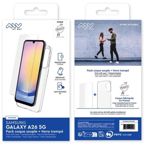 MYWAY FRANCE PACK COQUE SOUPLE + VERRE TREMPE SAMSUNG GALAXY A26 5G