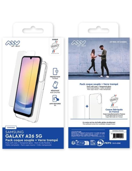 MYWAY FRANCE PACK COQUE SOUPLE + VERRE TREMPE SAMSUNG GALAXY A26 5G