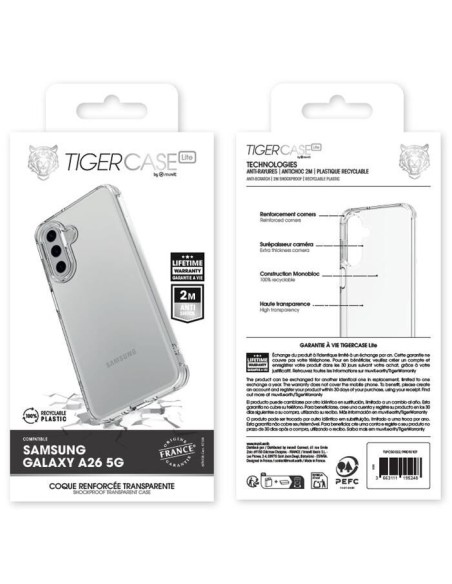TIGER CASE LITE FRANCE COQUE TRANSPARENTE 2M SAMSUNG GALAXY A26 5G GARANTIE VIE