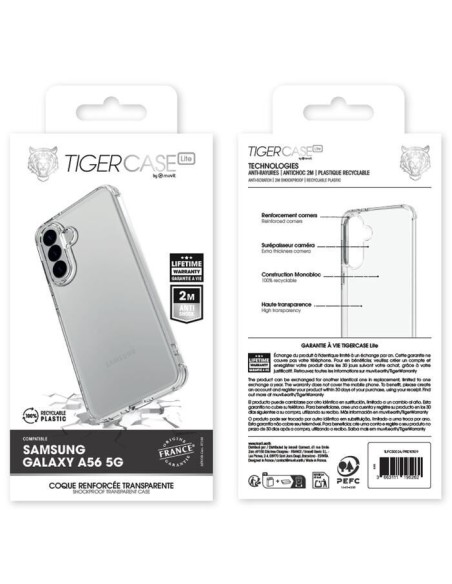 TIGER CASE LITE FRANCE COQUE TRANSPARENTE 2M SAMSUNG GALAXY A56 5G GARANTIE VIE