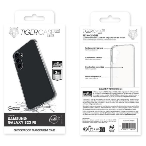 TIGER CASE LITE FRANCE COQUE TRANSPARENTE 2M SAMSUNG GALAXY S23 FE GARANTIE VIE