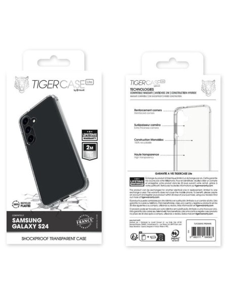 TIGER CASE LITE FRANCE COQUE TRANSPARENTE 2M SAMSUNG GALAXY S24 GARANTIE VIE