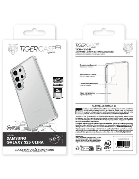 TIGER CASE LITE FRANCE COQUE TRANSPARENTE 2M SAMSUNG GALAXY S25 ULTRA GARANTIE VIE