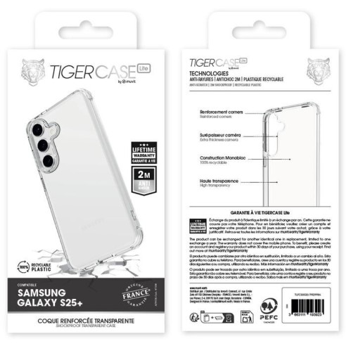 TIGER CASE LITE FRANCE COQUE TRANSPARENTE 2M SAMSUNG GALAXY S25+ GARANTIE VIE