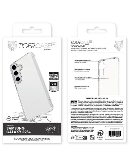 TIGER CASE LITE FRANCE COQUE TRANSPARENTE 2M SAMSUNG GALAXY S25+ GARANTIE VIE
