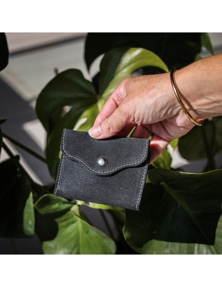 Etui à Cartes Balance en cuir Pailleté Réglisse