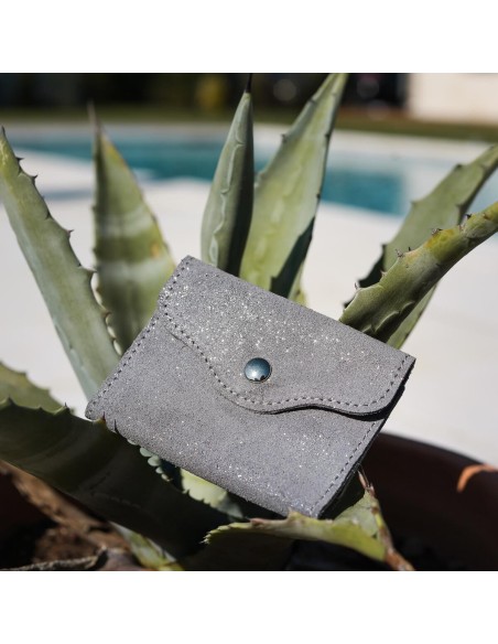 Etui à Cartes Balance en cuir Pailleté Plume