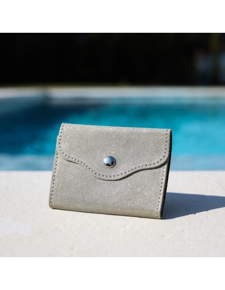 Etui à Cartes Balance en cuir Pailleté Tilleul