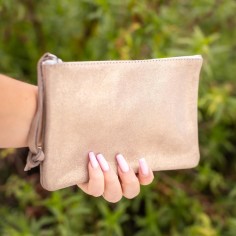 Midi Dragonnière en cuir Pailleté Grège