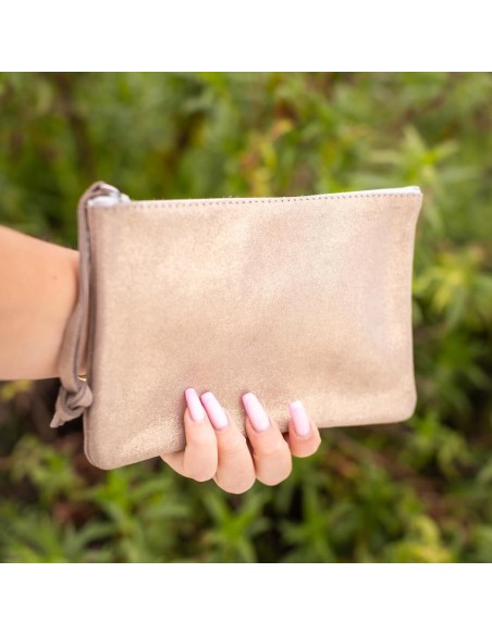 Midi Dragonnière en cuir Pailleté Grège